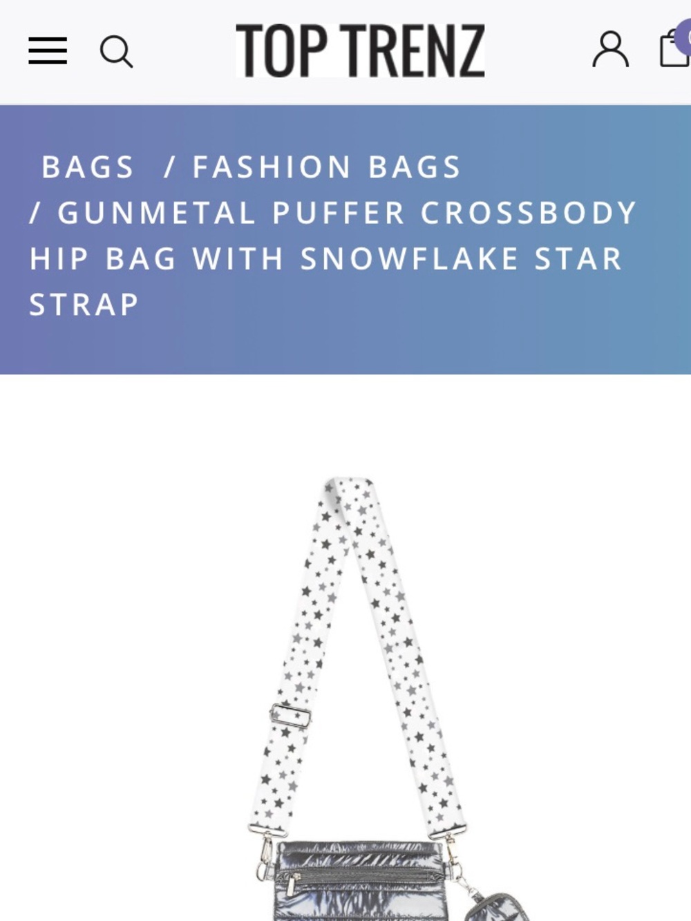 Star-Print Strap Quilted Metallic Crossbody Bag in Silver
